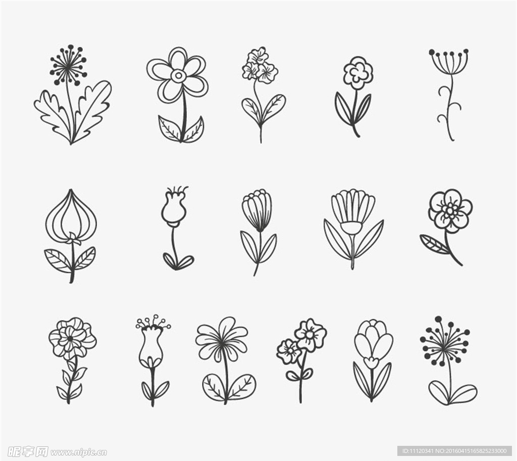 手绘花朵矢量素材