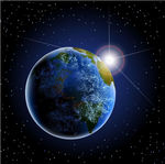 星空地球 地平线上的光芒