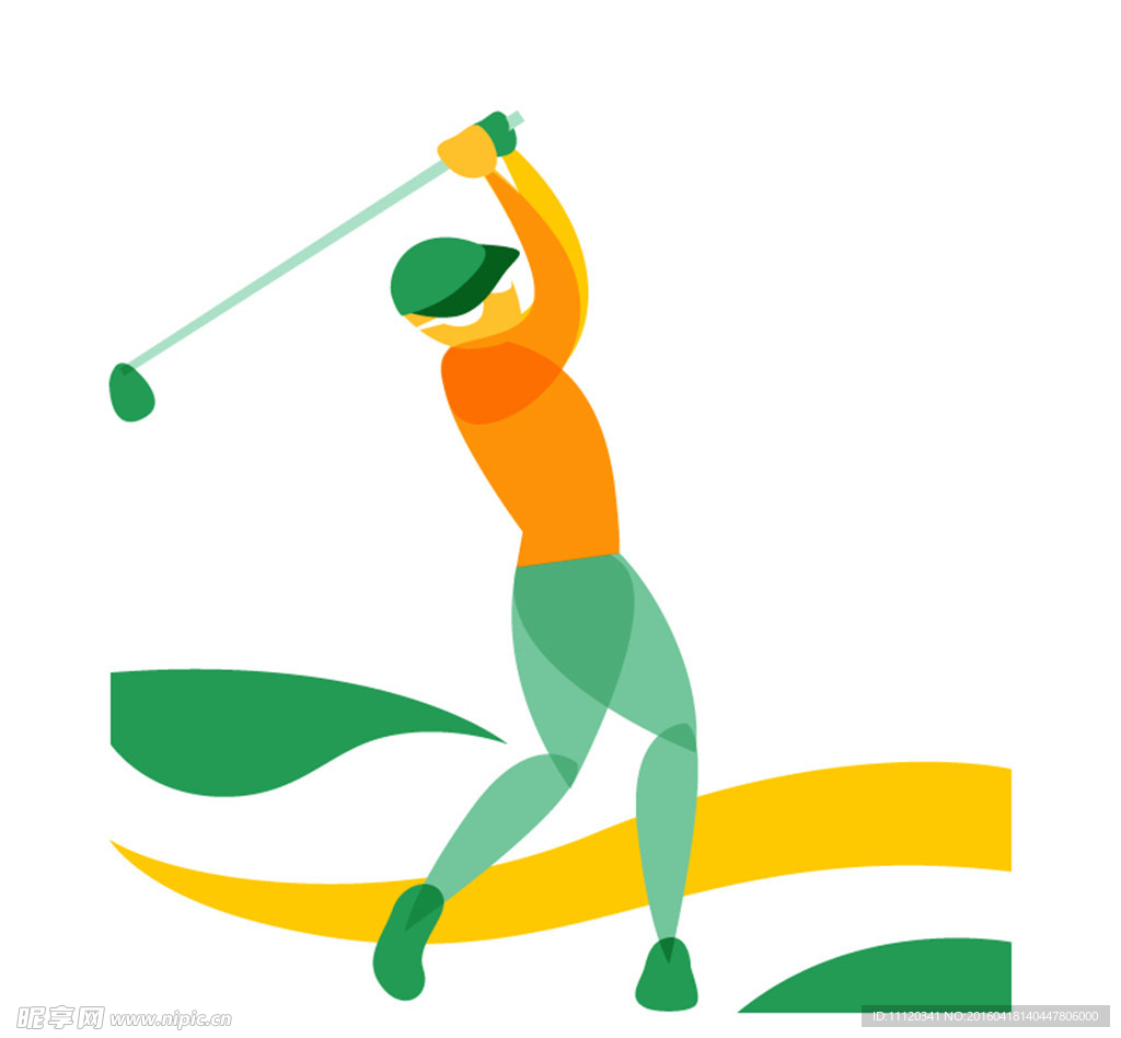 抽象彩色高尔夫球手矢量图
