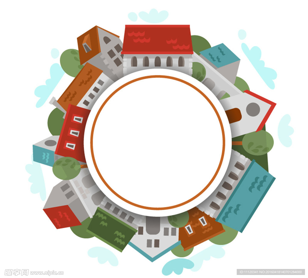 创意建筑组合圆形矢量素材