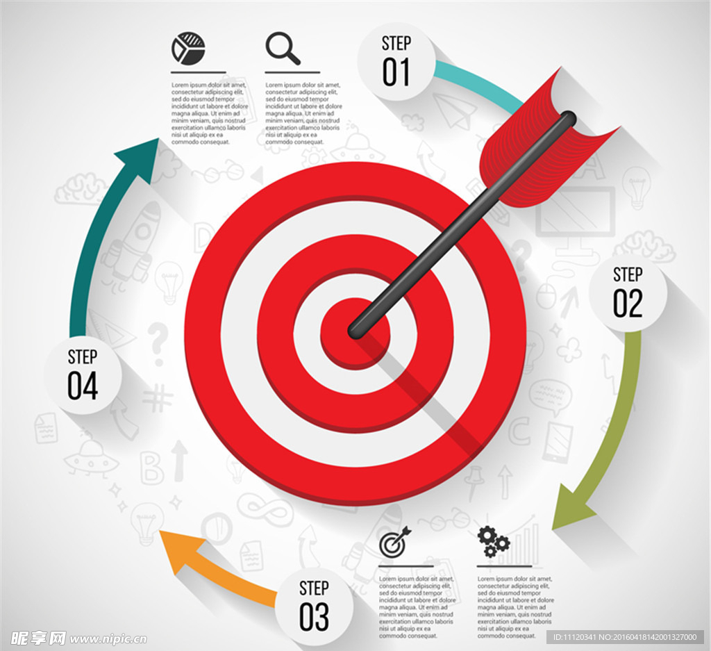 红色箭靶商务信息图矢量素材