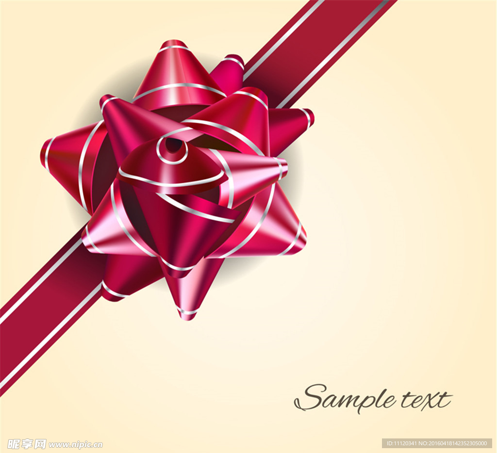 红色丝带花设计矢量素材