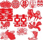 剪纸画矢量图