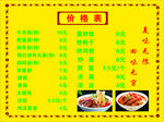 菜单价格表