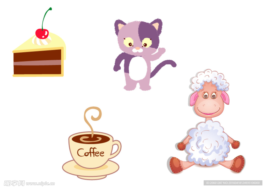 蛋糕 咖啡 小羊 小猫