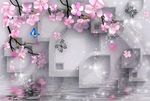 3D菱形桃花背景