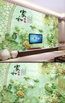 高清玉雕壁画电视背景墙平面图