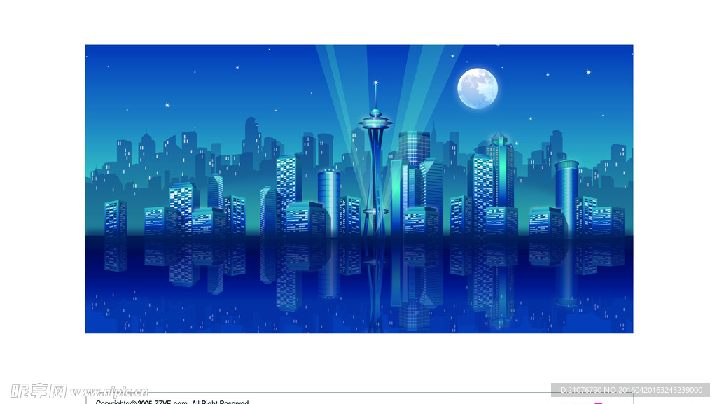 矢量城市夜晚城市风景