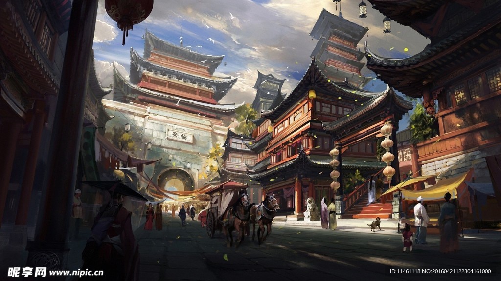 中国古代城镇原画