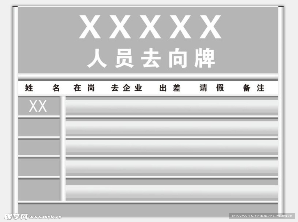 人员去向牌