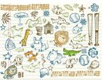 手绘涂鸦小狮子动物韩国插画