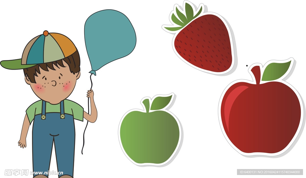 卡通儿童 草莓 苹果