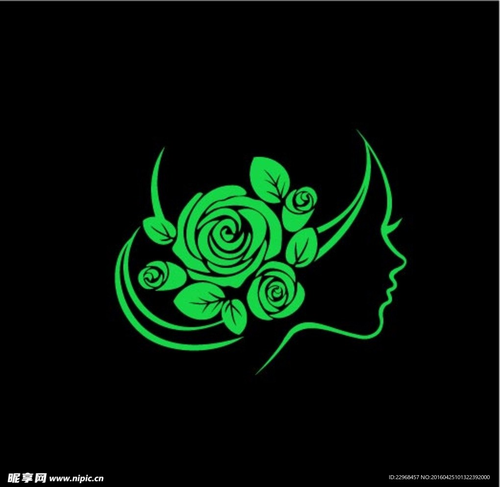 矢量 女人 玫瑰 知性