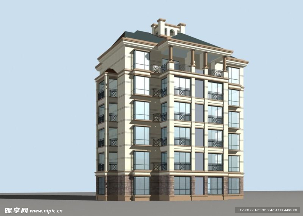 现代多层住宅区建筑3D模型设计