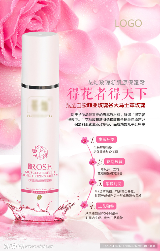 化妆品玫瑰保湿霜