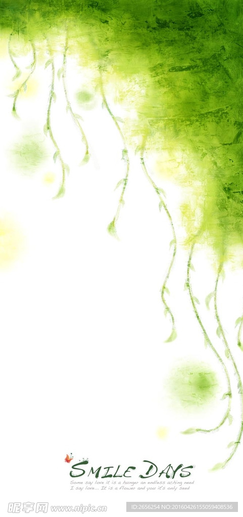 绿色彩绘 低垂的柳枝