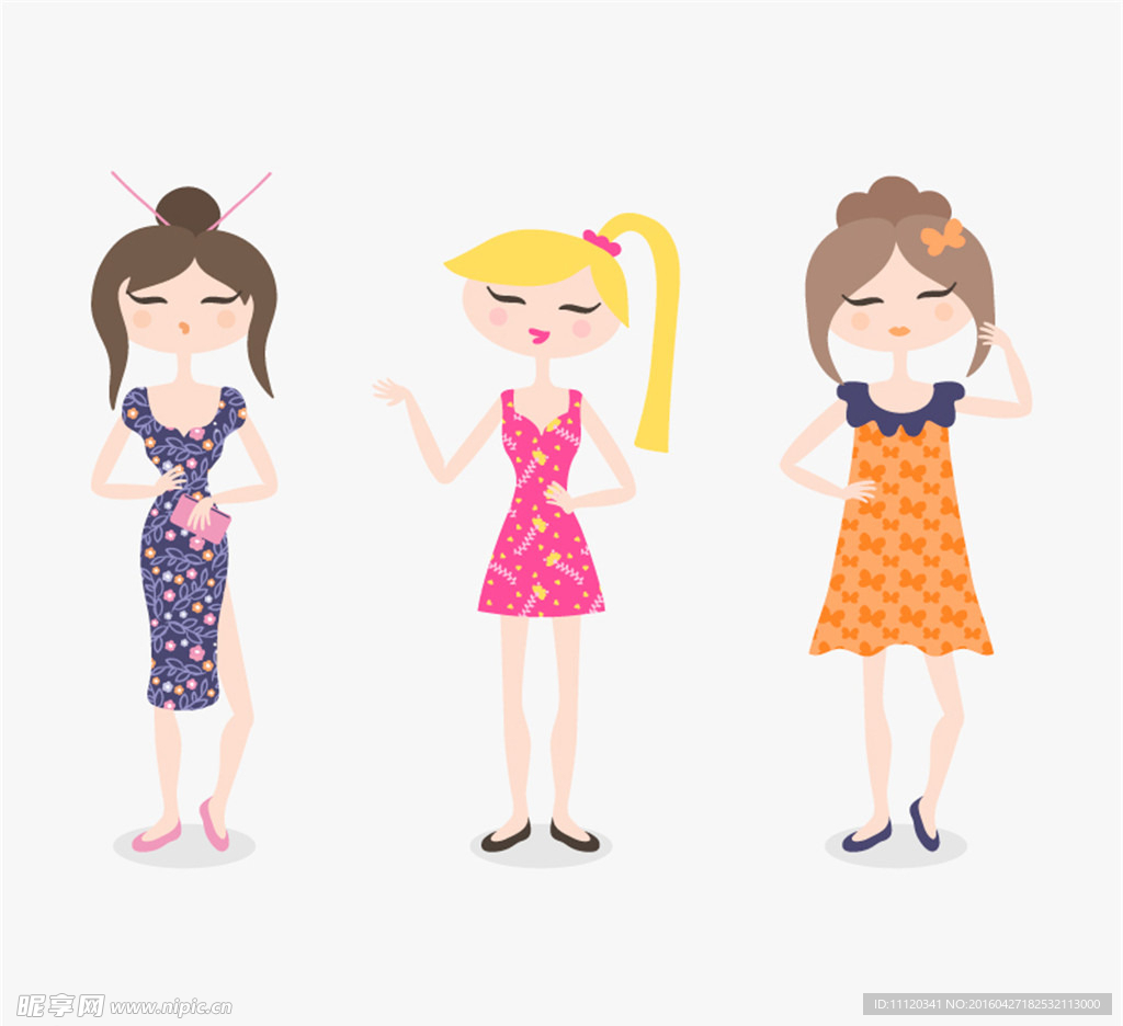 卡通女孩设计矢量素材