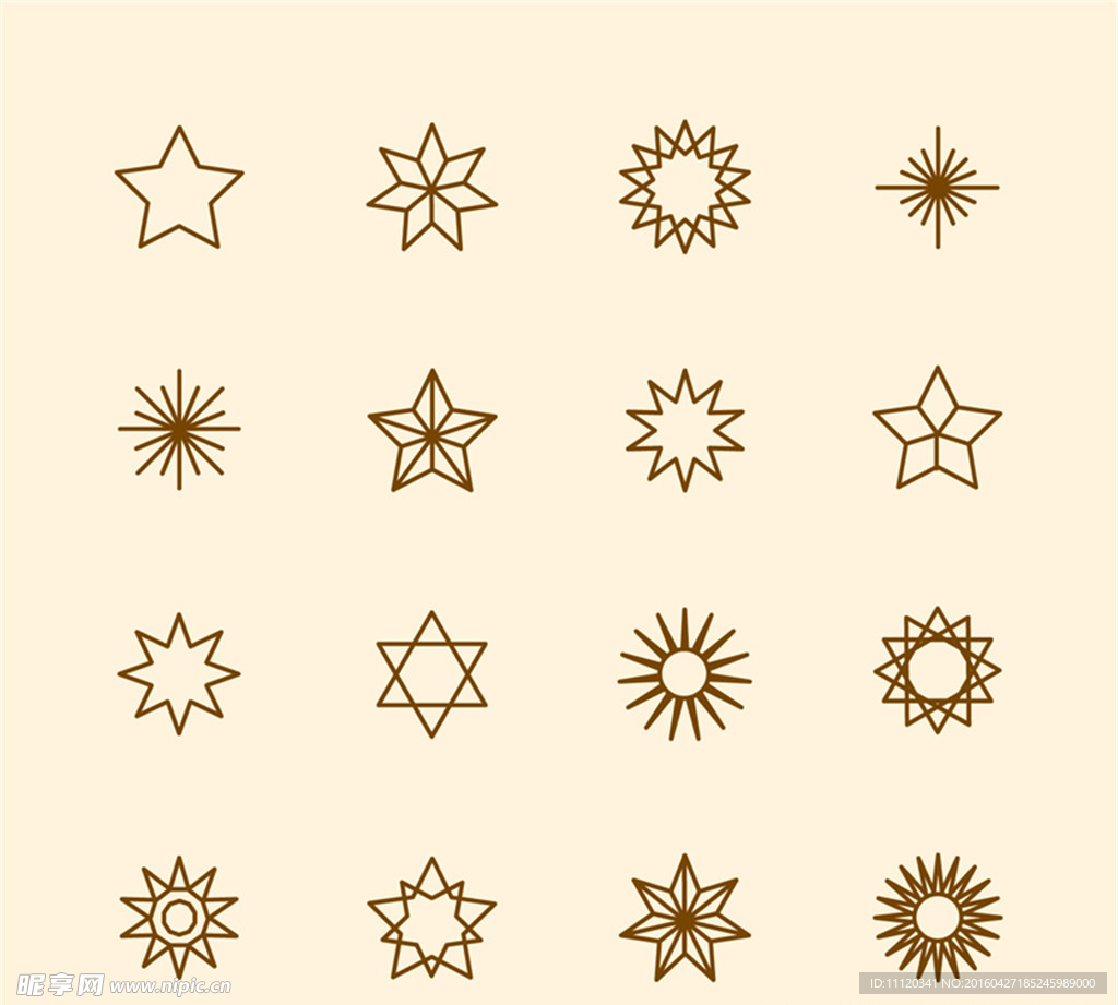 手绘星星图标矢量图