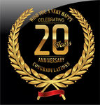 金色20周年纪念标签矢量图