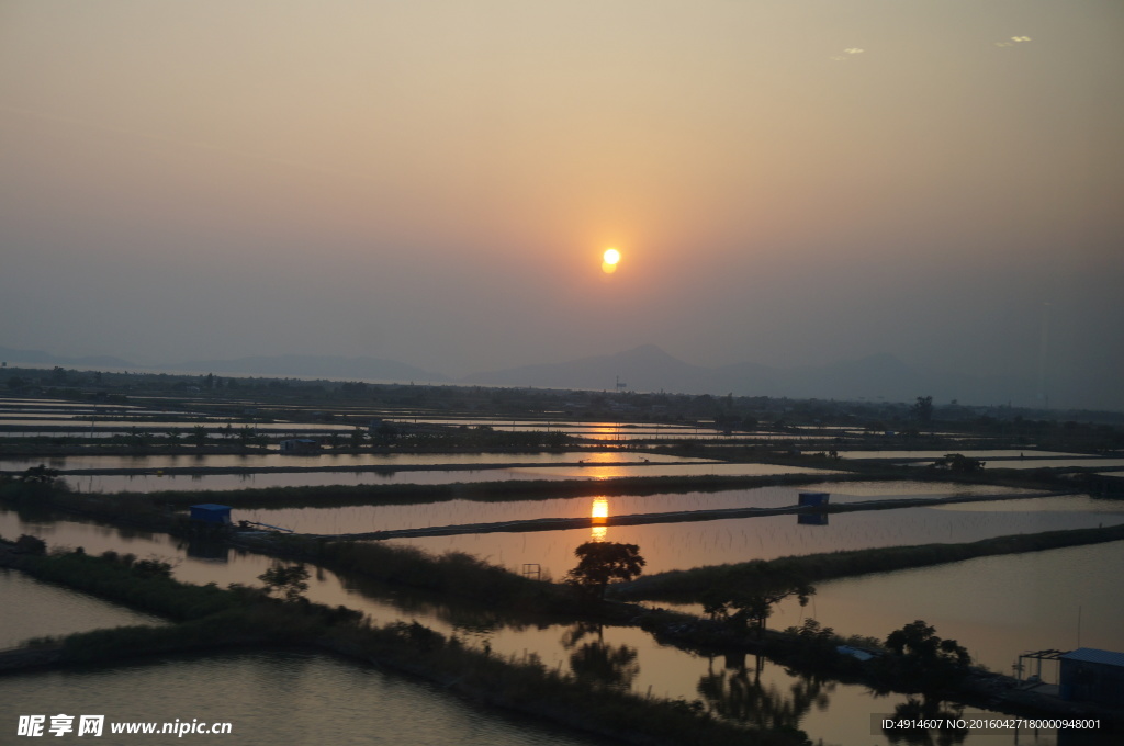 田间夕阳