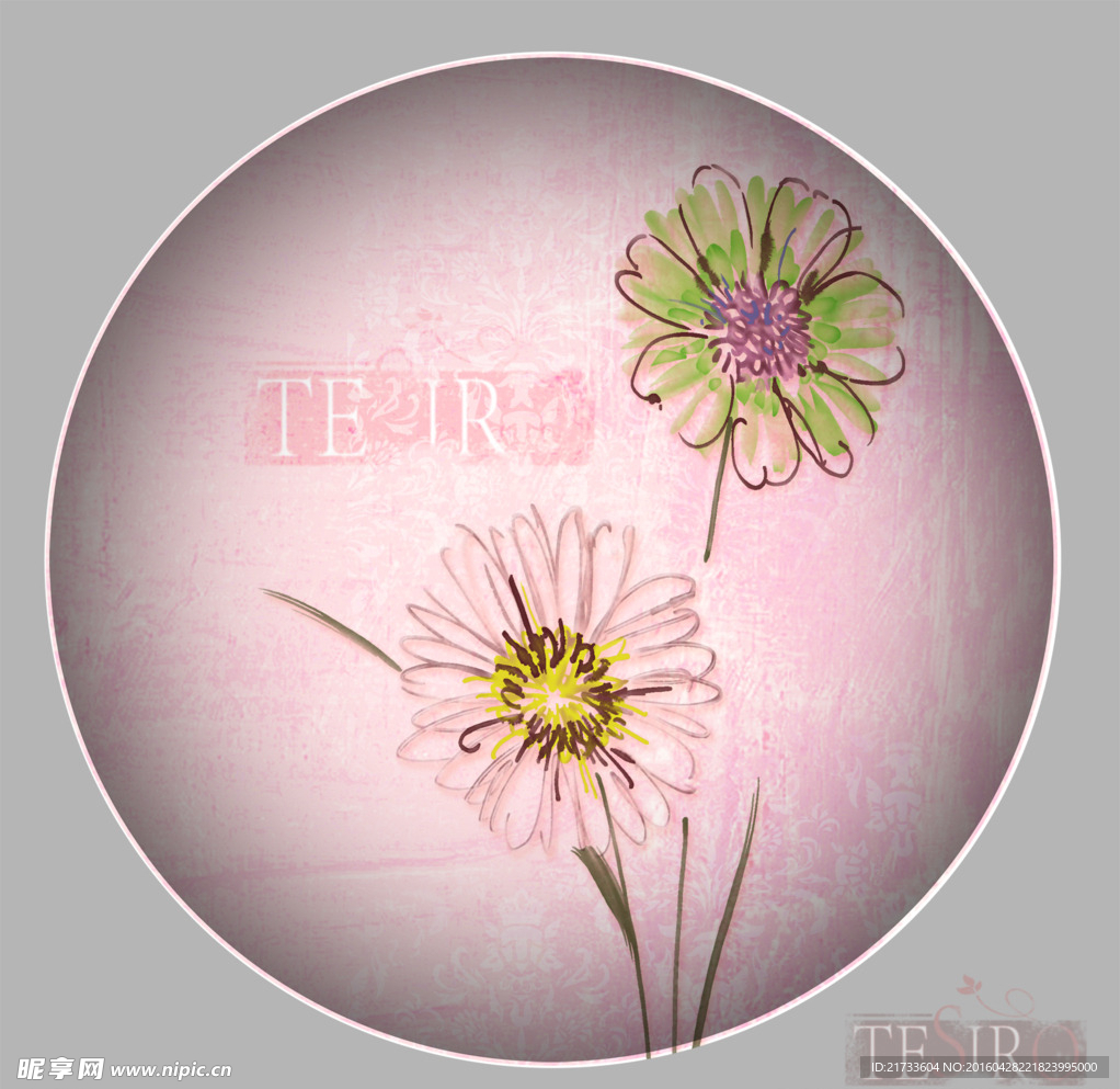 盘花 碟花 手绘花