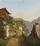 欧洲小屋风景油画