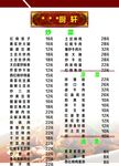 菜单价目表