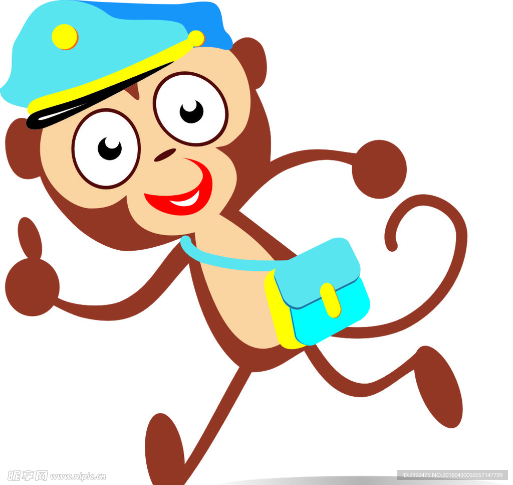 邮递员 卡通画 矢量猴子