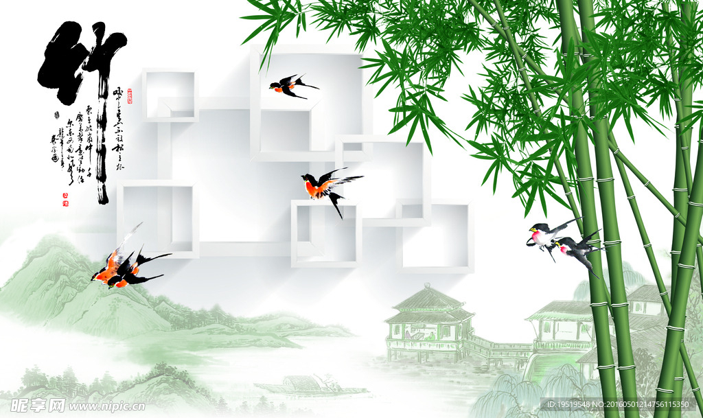 3D竹背景