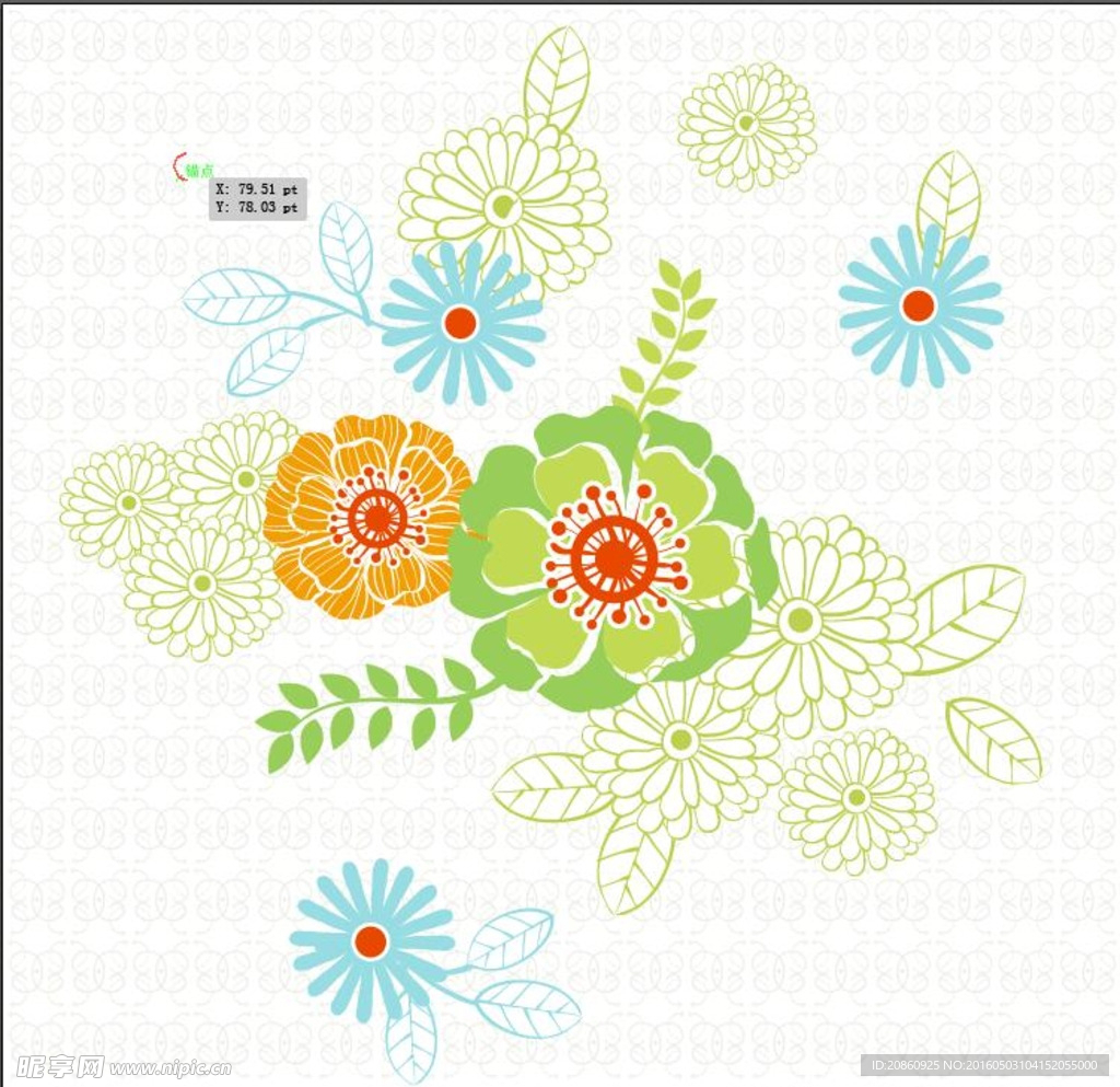 清新花卉花纹背景矢量素材