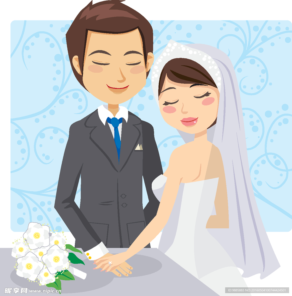 卡通新郎新娘