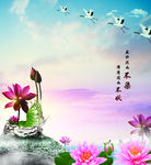 荷花移门