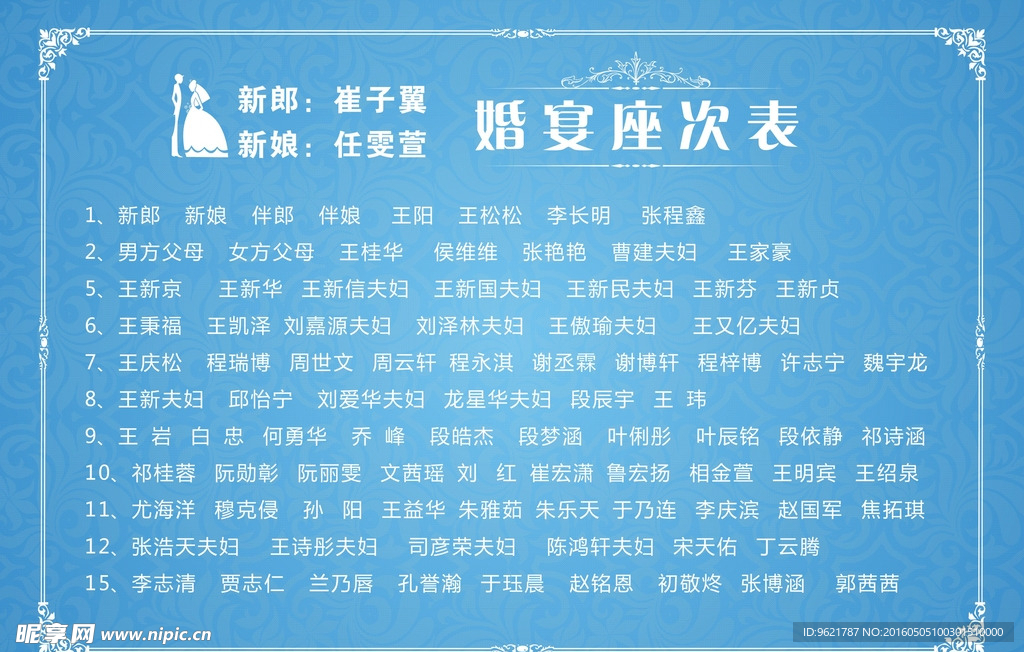 婚宴座次表