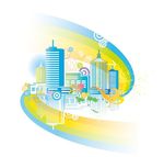 插画-时尚的手绘城市