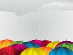 乌云雨水与彩色雨伞