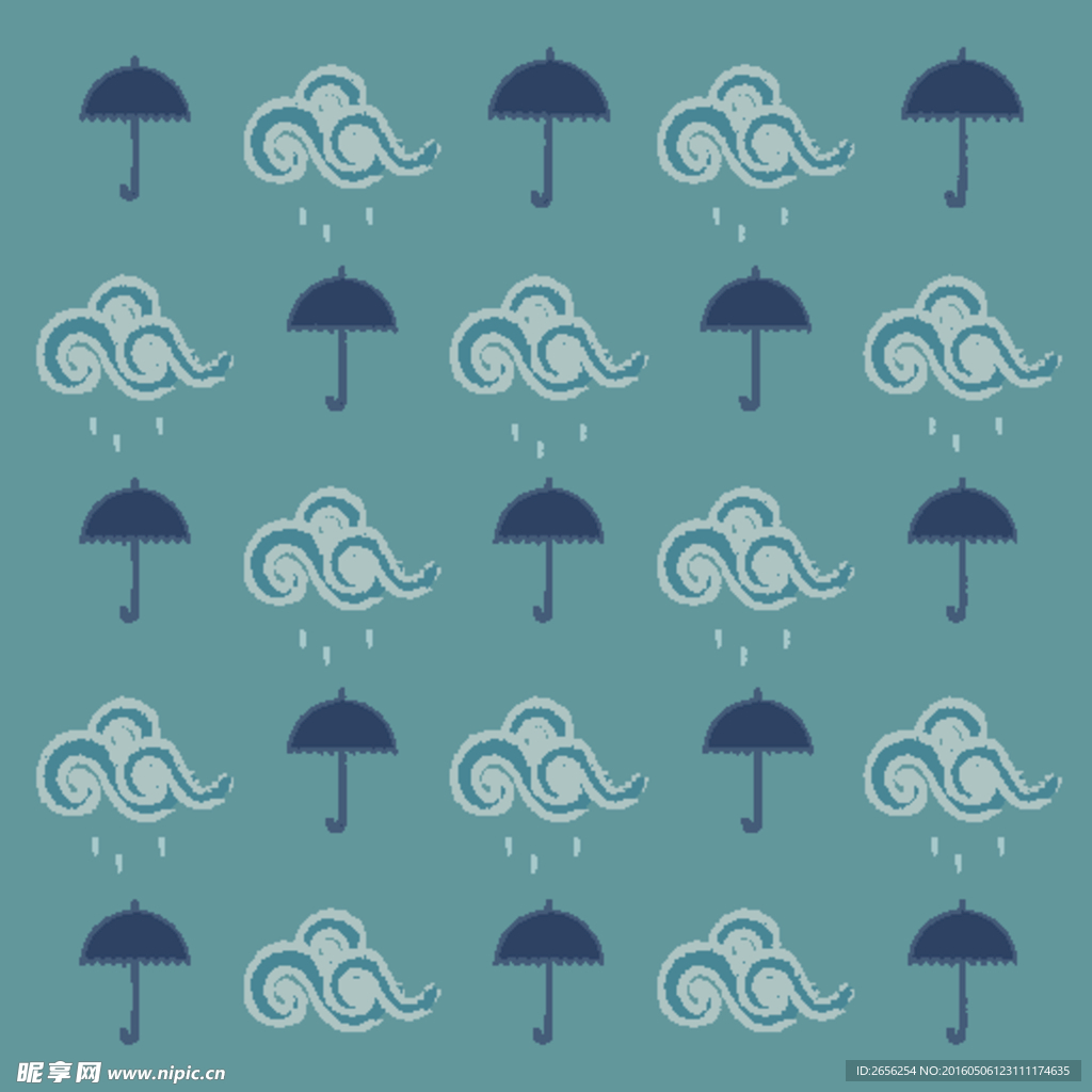 灰蓝雨云和伞背景素材