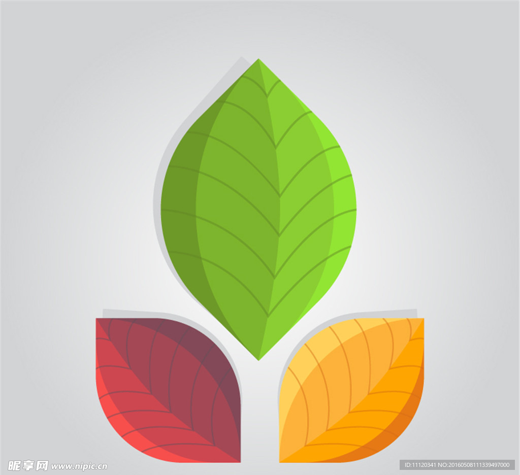 3种颜色树叶设计矢量素材