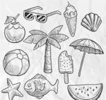 手绘夏日元素矢量素材