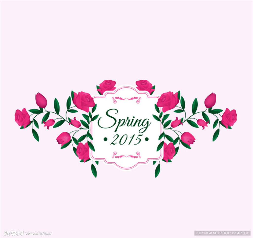 2015春季玫瑰花标签矢量图