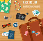 创意旅行箱和旅游物品矢量图