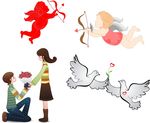 丘比特 和平鸽 卡通情侣