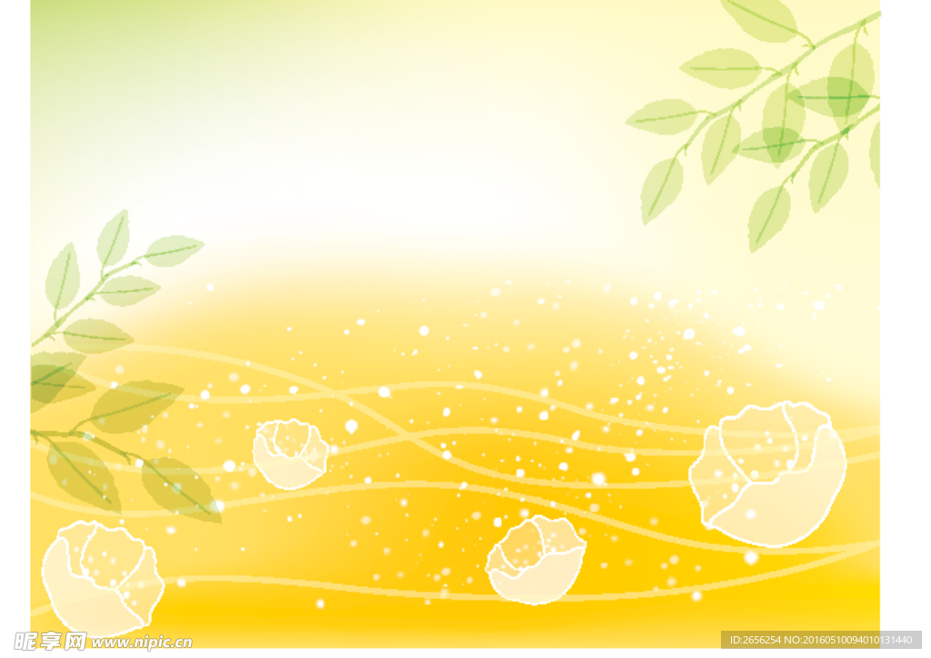 黄色朦胧背景 花草插画