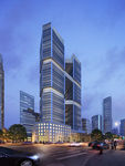 夜景商业街建筑效果图