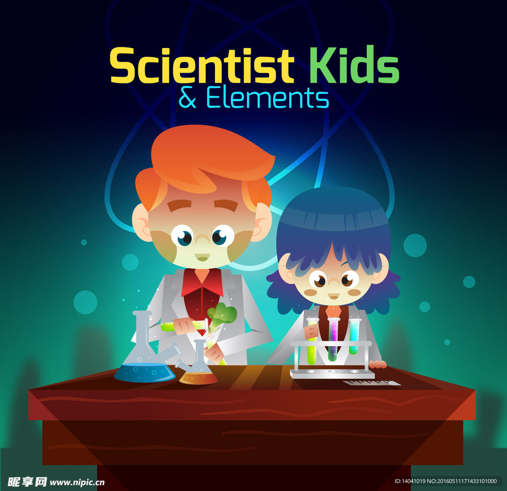 滑稽的科学家孩子