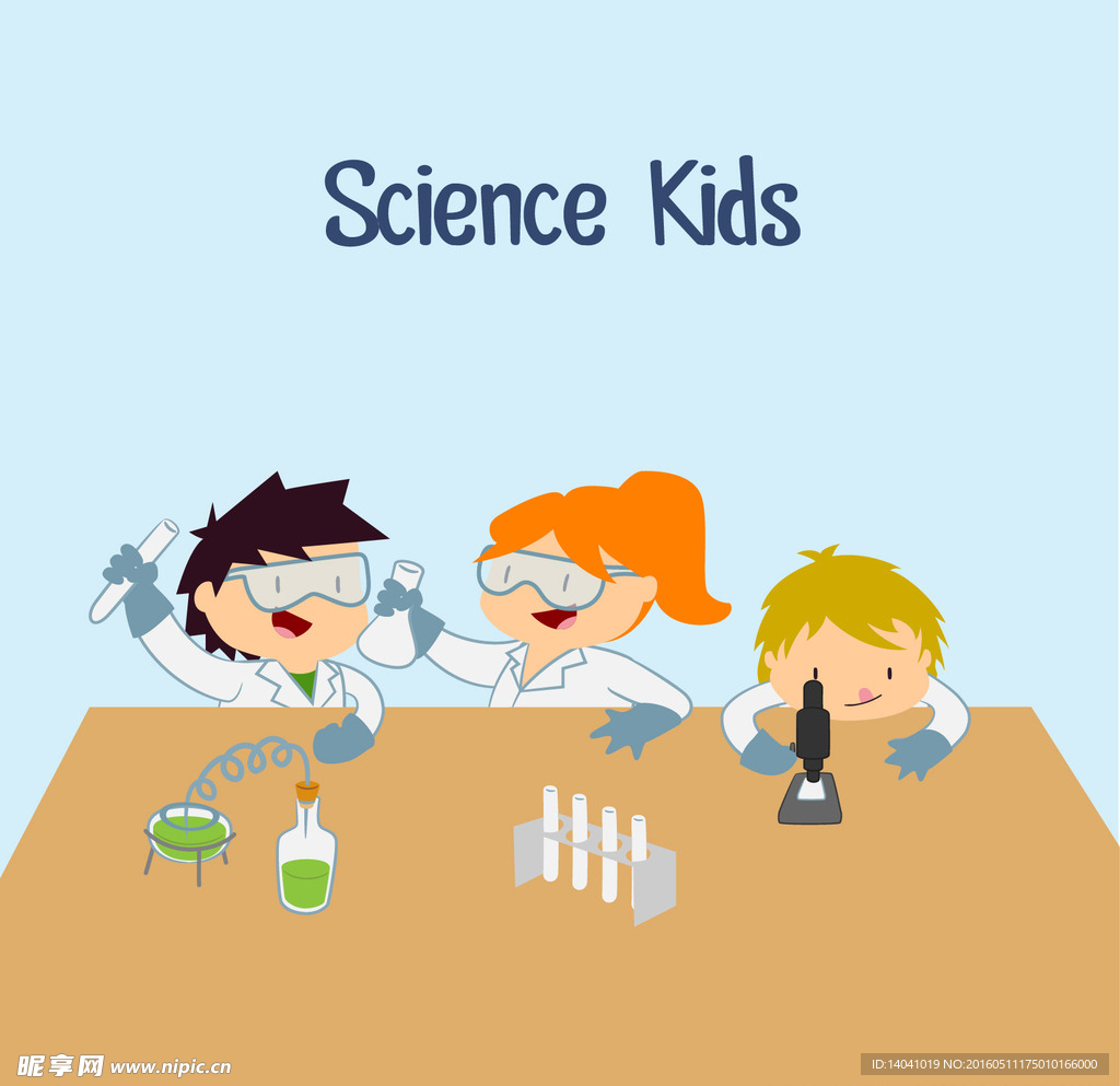 实验室科学家孩子卡通