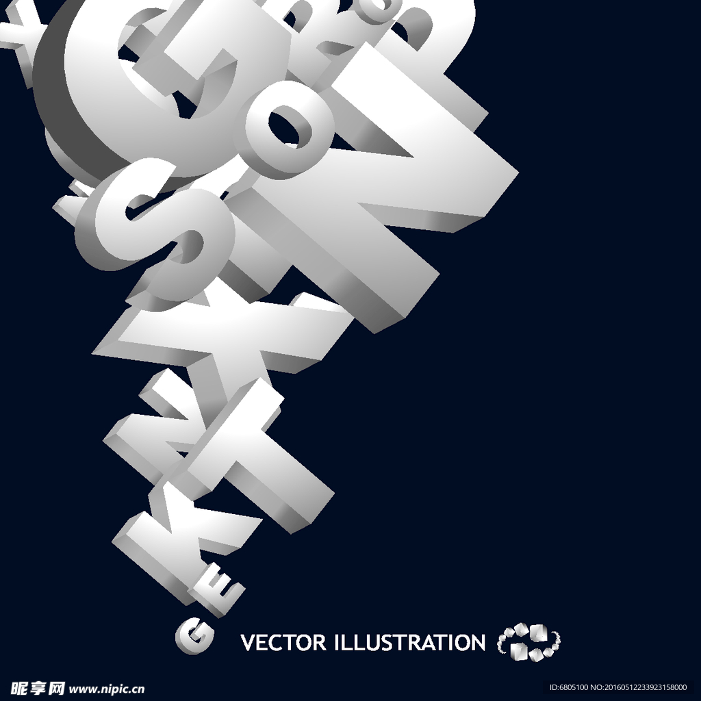 数字字母三维空间背景底纹