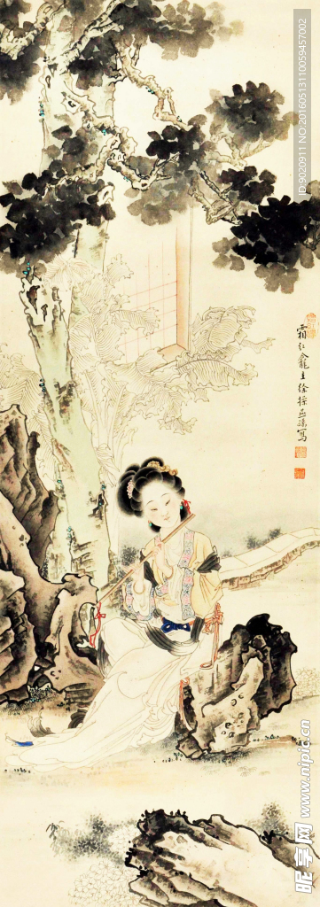 徐操 梧桐仕女