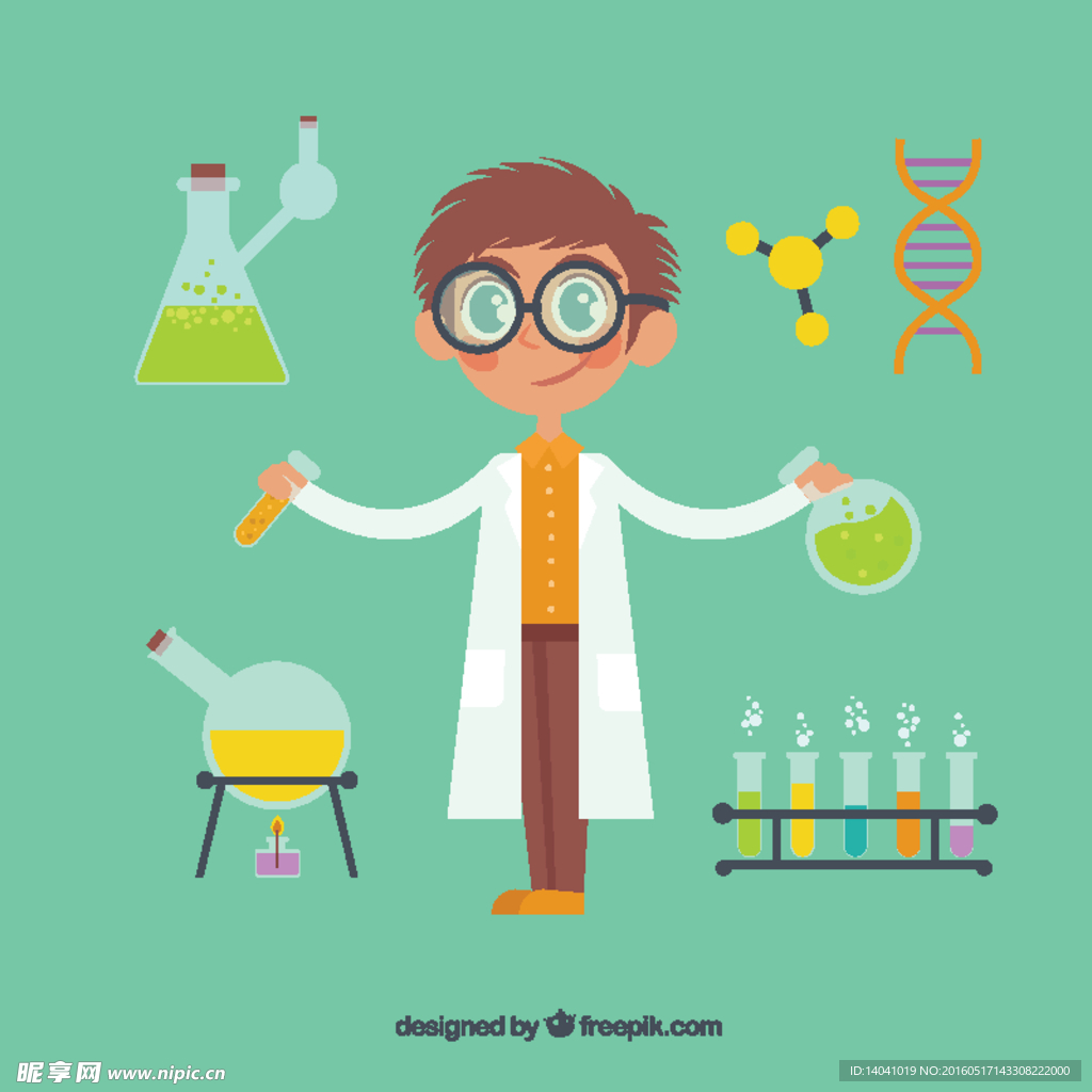 卡通科学家化学元素