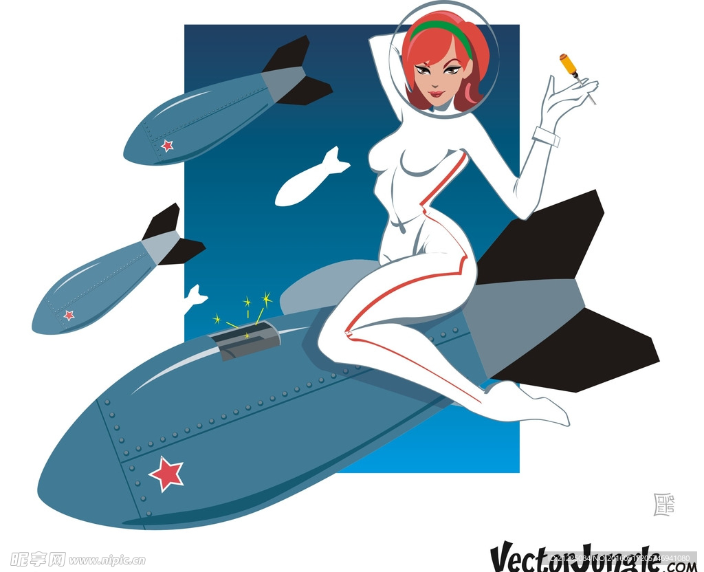 航天美女插画