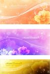 三色花卉曲线浪漫背景